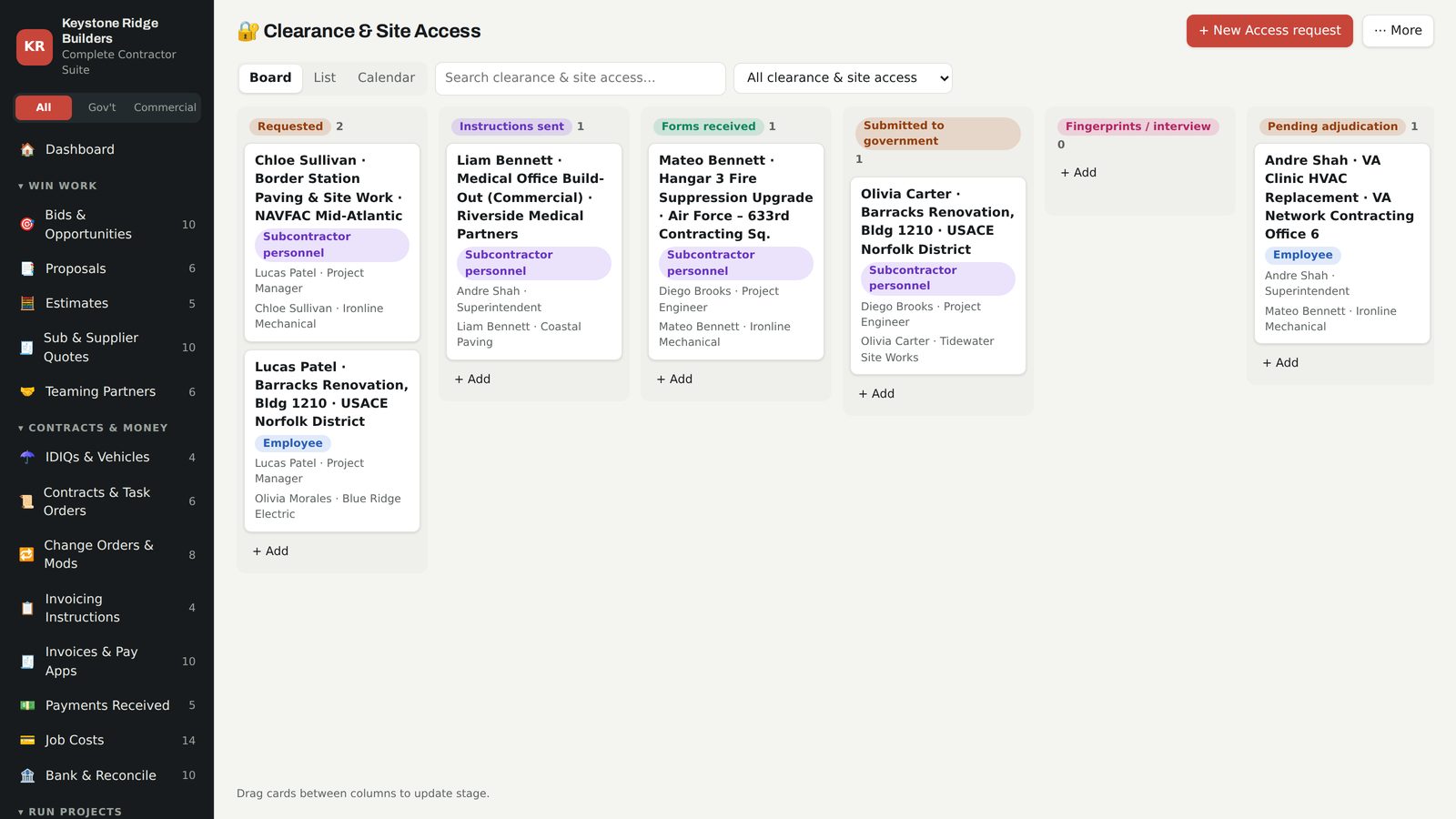 BaseBid Command — Clearance & site access
